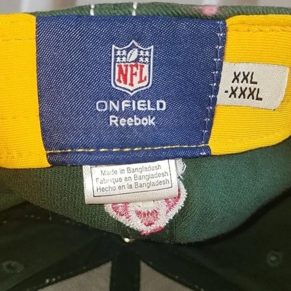 Hat Green Bay Packers Cap NFL Reebok On Field BREAST CANCER